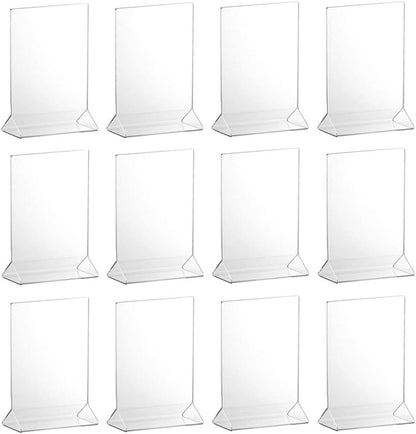 4” x 6” Acrylic Menu Sign Photo Table Holders Clear- Upright Table Desk Displays Double Sided Table Menu Stands Picture Frames for Wedding Table Numbers Restaurant Signs