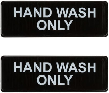 9" x 3" Hand Wash Sign with Easy Peel Self-Adhesive White on Black Color Set of 2- Door Sign Waterproof Self Adhesive Store Signs Indoor/Outdoor Warning Marker Home Business Use