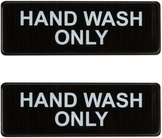 9" x 3" Hand Wash Sign with Easy Peel Self-Adhesive White on Black Color Set of 2- Door Sign Waterproof Self Adhesive Store Signs Indoor/Outdoor Warning Marker Home Business Use