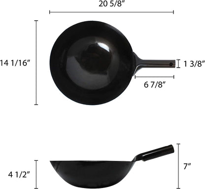Iron Taiwan Wok - Large Wok Stir Fry Pan for Chinese Japanese and Cantonese Cuisine Stir Fry Pans Traditional Woks Grilling Frying Steaming Made in Taiwan