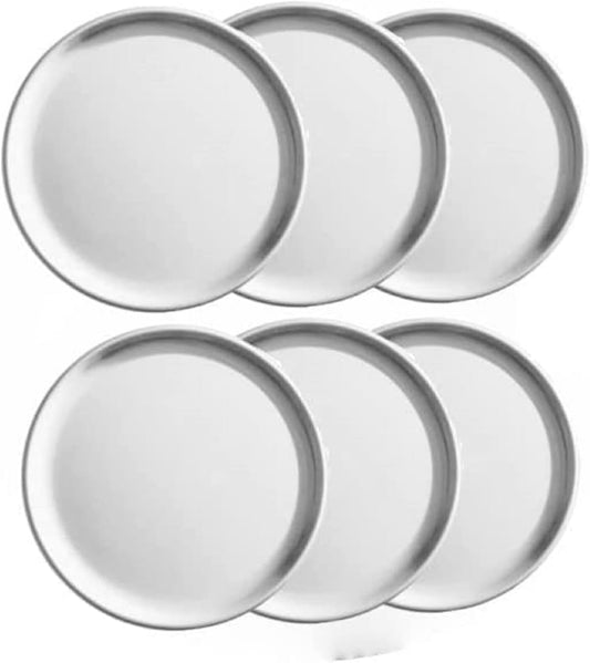 Pizza Tray Pan Coupe Style Aluminum Set of 6- Bakeware Round Pizza Pan Pizza Tray Baking Tray Round Baking Tray for Home Kitchen Pizzeria & Restaurants