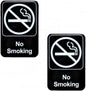6" x 9" No Smoking Sign with Easy Peel Self-Adhesive White on Black Color Set of 2- Waterproof Self Adhesive Store Signs Indoor/Outdoor Warning Marker Home Business Use