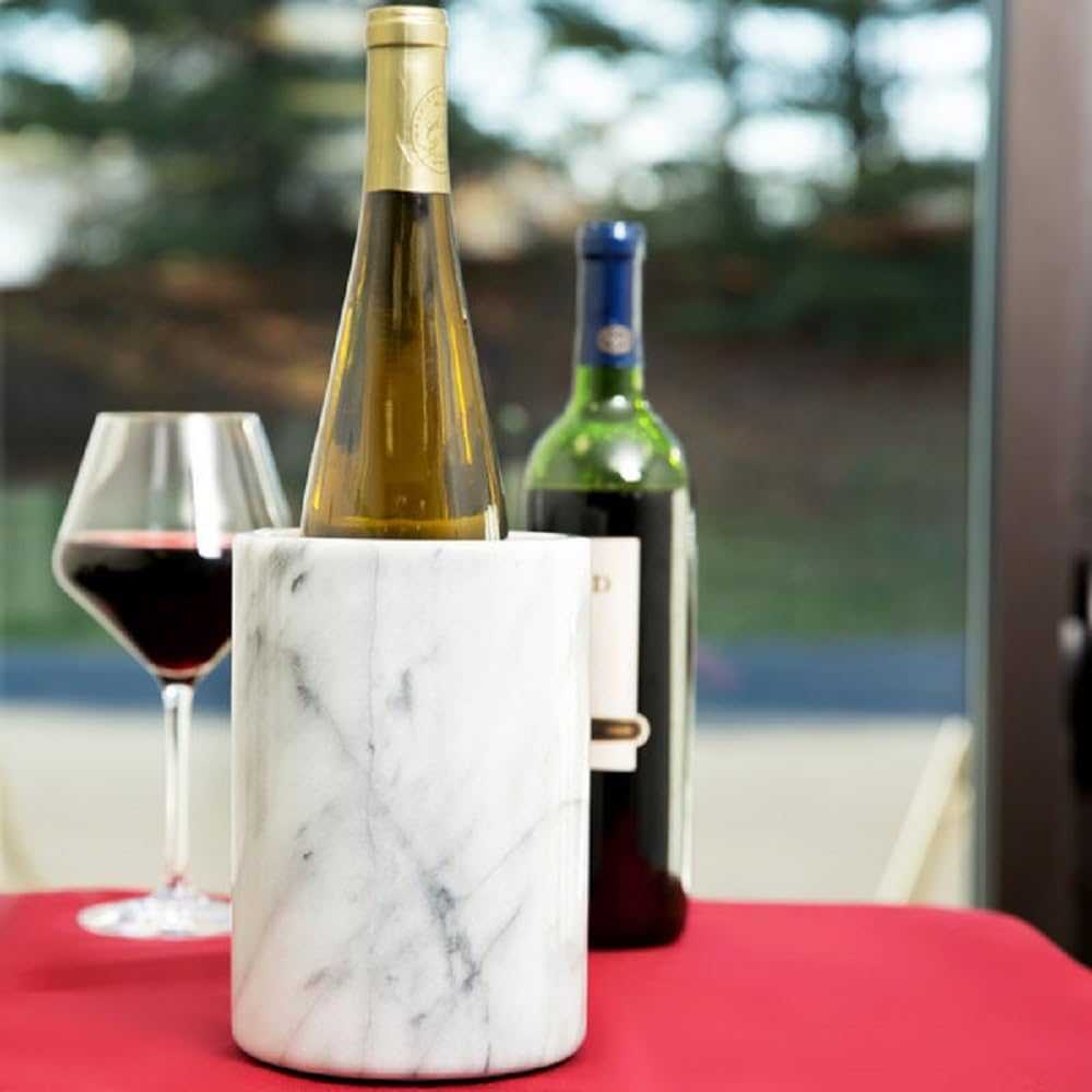 4-1/2" x 6" Marble Wine Cooler - Wine Chiller Bucket Keep Wine Beverages Cold Wine Champagne Beer Cocktail Cooler Tabletop Wine Chiller for Parties Dinner Kitchen Bar