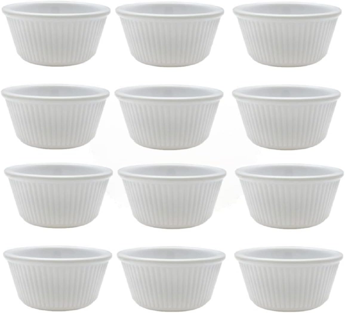 Set of 12 Fluted Ramekin Melamine - Plastic Ramekin Dipping Sauce Cup Portion Dipping Sauce Cups Individual Condiment cups For Catering Kitchen Restaurant