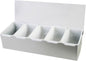 Compartment Condiment Dispenser Garnish Tray Bar Caddy Stainless Steel Body with Acrylic Hinged White Color Lid- Condiment Server Caddy Bar Garnish Holder Bar Accessories Fruit Salad