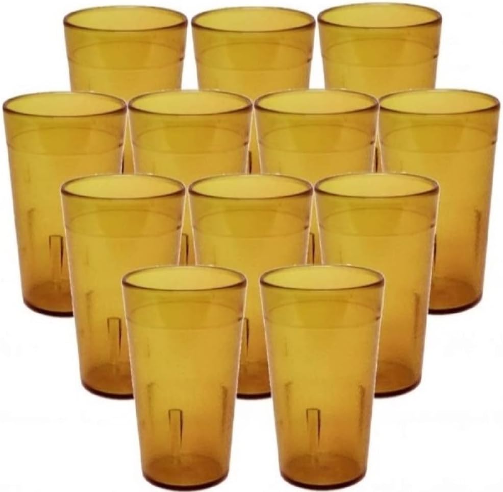 Pebbled Tumbler Drinking Cups Set of 12 - Reusable Premium Water Iced Tea Glasses Drinking Glasses Stackable Dishwasher Safe Break-Resistant for Home and Restaurants