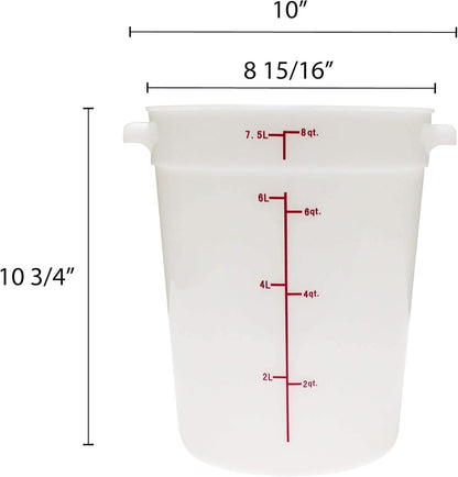 Round Food Storage Container Polypropylene - Commercial Food Storage Containers Meal Prep Containers Reusable Food Containers for Pantry Kitchen Storage Organization