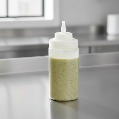 Set of 6 Squeeze Condiment Wide Mouth Dispensing Bottles - Plastic Squeeze Bottle for Sauces Spreads Ketchup Mustard Mayo Hot sauces and Olive oil