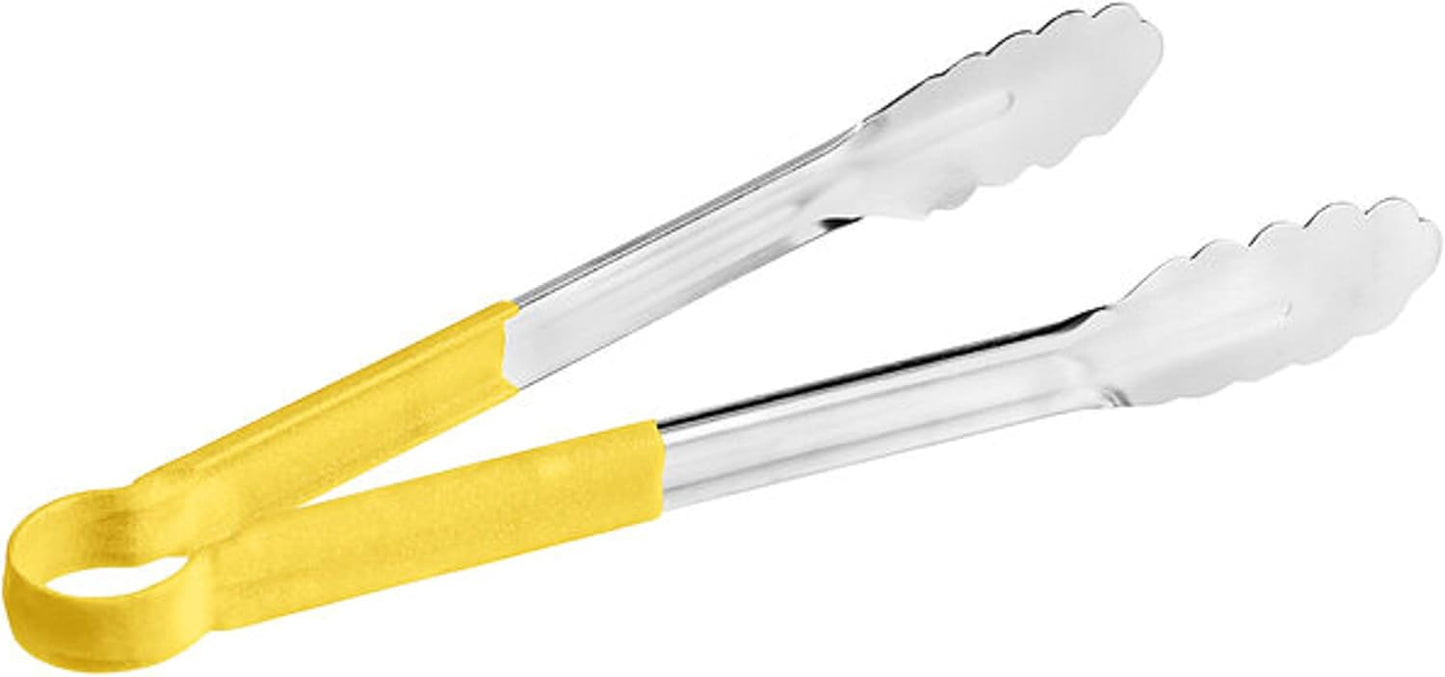 Stainless Steel Kitchen Tong with Non-Slip Coated Handles- Kitchen Tongs Metal Food Tongs Premium Stainless Steel Tongs for Cooking Food Salad Grilling Barbecue BBQ Buffet