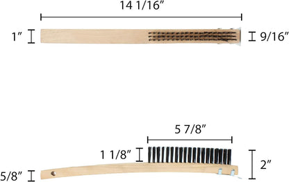 Pizza Oven Brush with Scraper Black Metal Wire Brush with Wooden Handle-Pizza Oven Cleaning Brush for Pizza Stone Grill Brush Outdoor BBQ Cleaning Oven Accessories