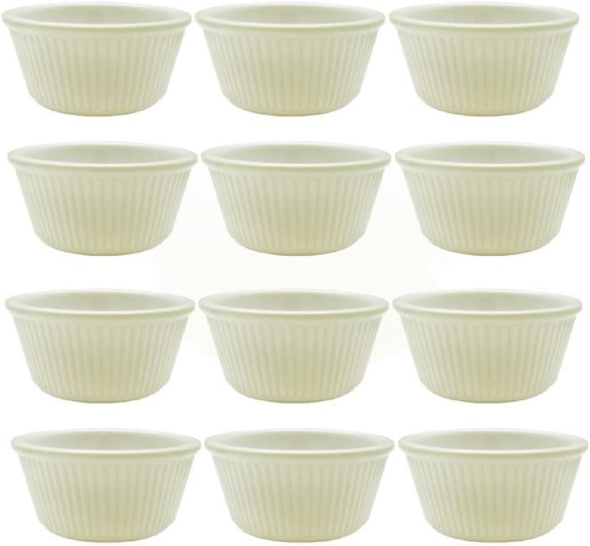 Set of 12 Fluted Ramekin Melamine - Plastic Ramekin Dipping Sauce Cup Portion Dipping Sauce Cups Individual Condiment cups For Catering Kitchen Restaurant