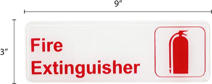 9" x 3" Fire Extinguisher Sign with Easy Peel Self-Adhesive Red on White Color Set of 2- Door Sign Waterproof Self Adhesive Store Signs Indoor/Outdoor Warning Marker Home Business Use