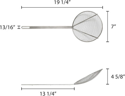 Round Wire Skimmer Nickel Plated- Mesh Strainer Skimmer Kitchen Utensil Food Strainer Skimmer Spoon for Cooking Sieve Sifters Rice Quinoa Pasta Fruits Vegetables