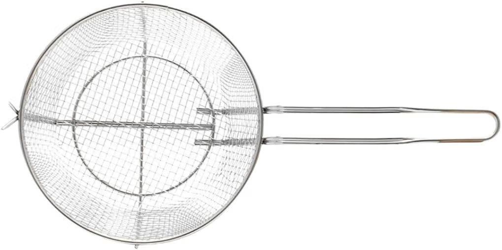 Round Fry Basket Heavy Duty Nickel Plated Iron - Deep Fry Basket Frying Multifunctional Fryer Round Food Strainer for Restaurant Kitchen Frying Chips Fish Sausages