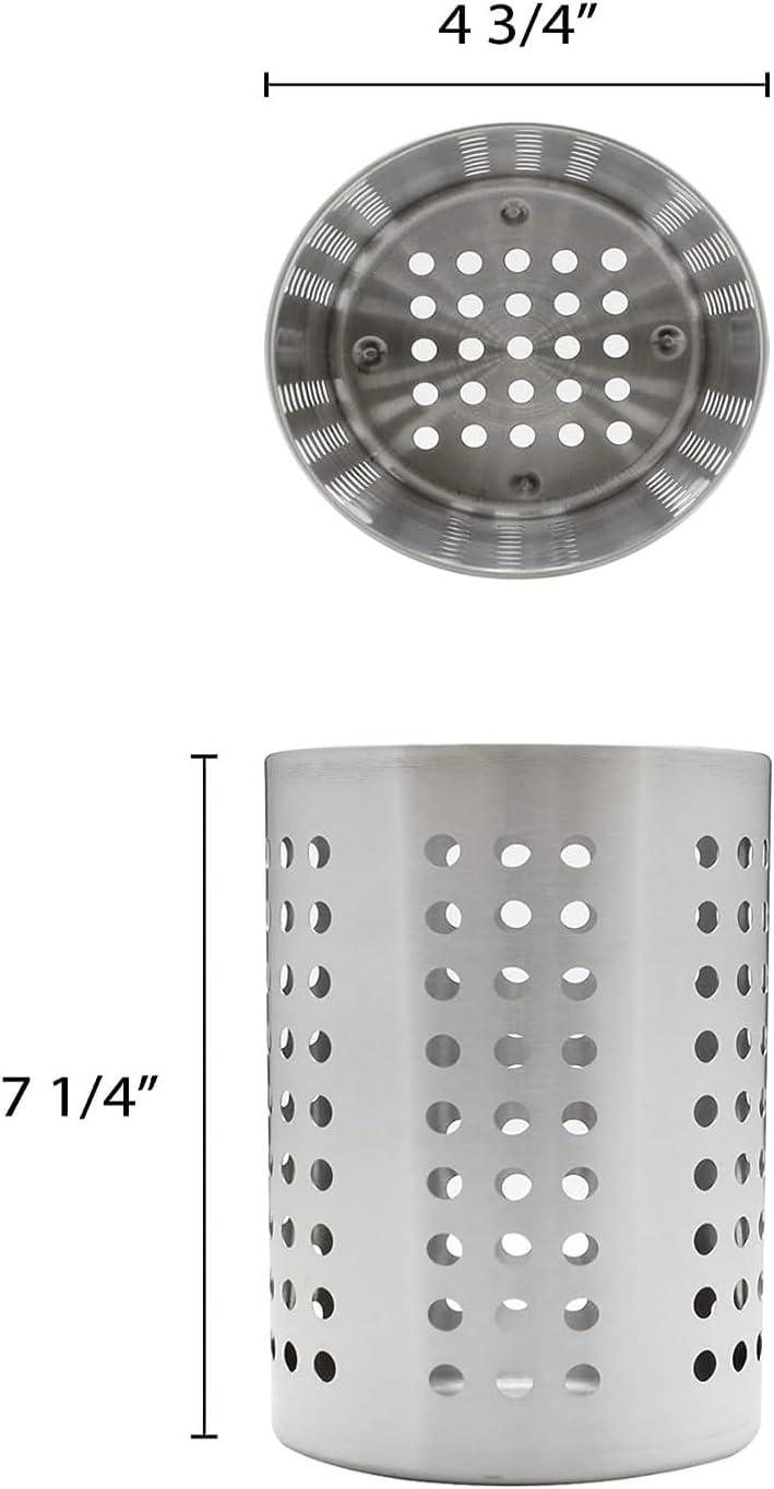 Straight Wall Flatware Cylinder Stainless Steel- Kitchen Tools Flatware Holder Utensil Drying Cylinder Countertop Silverware Caddy Flatware and Kitchen Utensils
