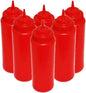 Set of 6 Squeeze Condiment Wide Mouth Dispensing Bottles - Plastic Squeeze Bottle for Sauces Spreads Ketchup Mustard Mayo Hot sauces and Olive oil