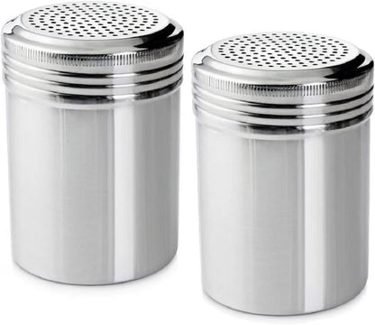 10 oz. Dredge Shaker with/without Handle Aluminum Set of 2 - Seasonings Spice Shakers With Holes and Lids Ideal for Salt Spice Sugar Flour Perfect for Home Kitchen