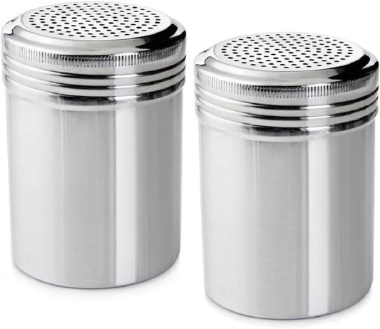 10 oz. Dredge Shaker with/without Handle Aluminum Set of 2 - Seasonings Spice Shakers With Holes and Lids Ideal for Salt Spice Sugar Flour Perfect for Home Kitchen