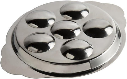6 Compartment Holes Stainless Steel Snail/Escargot Tray Set of 2- Seafood Snail Dish Escargot Dish Server for Home Kitchen Restaurant Hotel BBQ