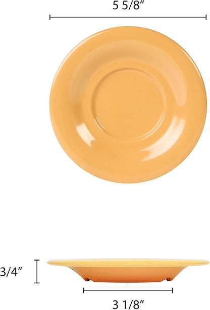 5-1/2” Saucer Melamine Set of 12 for Bouillon Cup/Mug Cup - Dishwasher Safe Break-Resistant Appetizer Dessert Plates Coffee Cup Saucers Drinkware Home Cafe Restaurants