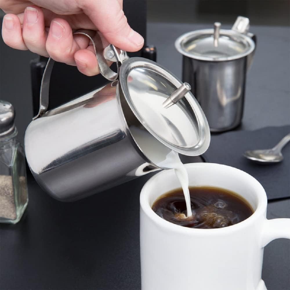 10 oz. Stainless Steel Creamer Server Set of 2- for Milk Coffee Cream Salad Dressing Maple Syrup Sugar Espresso Machine for Restaurant Cafes Home Used