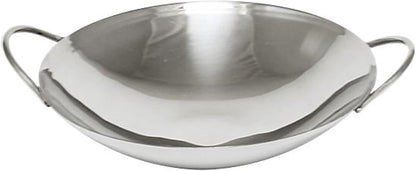 8” Stainless Steel Wok Dual- handled- Traditional Canton Style Round Bottom Wok for Kitchen Home Restaurant Cookware Chinese Wok Stir Fry Pans Traditional Woks Grilling Frying Steaming