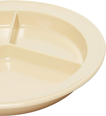 3 Compartment Deep Serving Plate Melamine Set of 12- Dishwasher Safe Break-Resistant Serving Platter Dinner Plates Portion Plates for Dinner Home Kitchen Restaurants