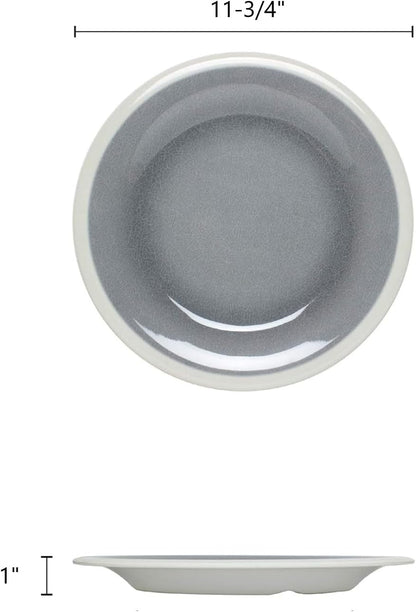 Graham Round Dinner Plates Wide Rim Melamine Set of 12- Dishwasher Safe Break-Resistant Reusable Plates Kitchen Plates Dinnerware Dishes for Home Kitchen Restaurants
