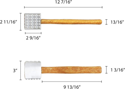 Meat Tenderizer Aluminum Head and Handle- Meat Tenderizer Hammer Dual-side Mallet for Kitchen Heavy Duty Pounder For Tenderizing Steak Beef Chicken and Fish