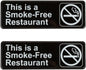 9" x 3" This is a Smoke-Free Restaurant Sign with Easy Peel Self-Adhesive White on Black Color Set of 2- Door Sign Waterproof Self Adhesive Store Signs Indoor/Outdoor Warning Marker Home Business Use