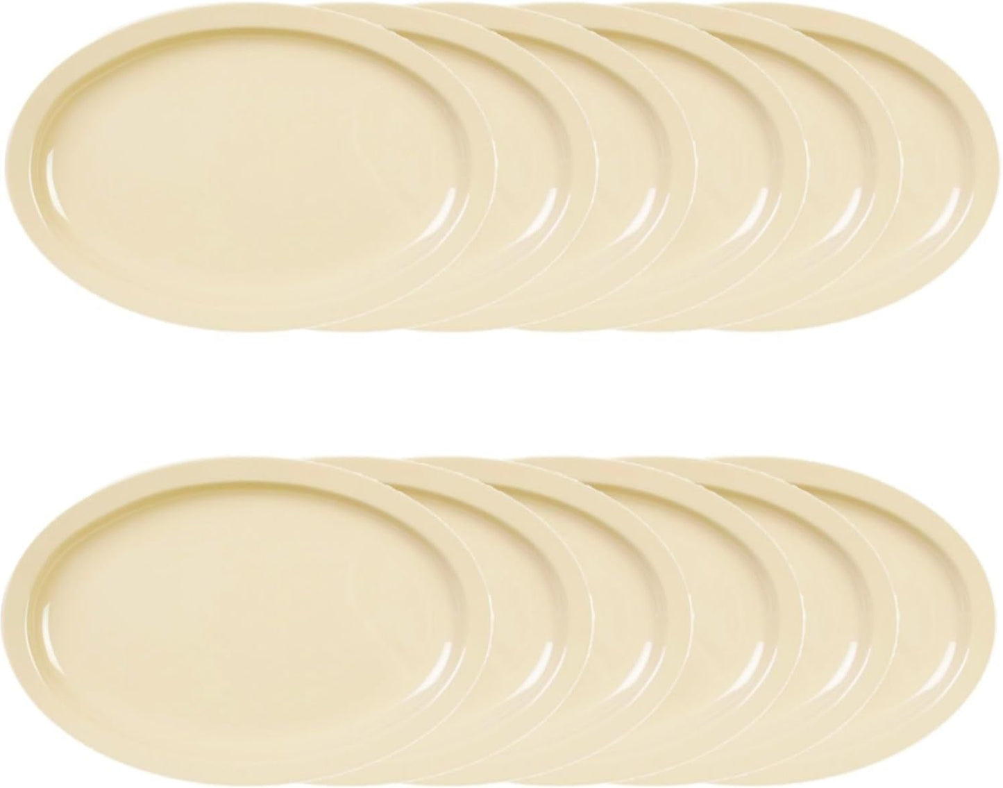 Narrow Rim Platter Melamine Set of 12 - Dishwasher Safe Break-Resistant Reusable Serving Platter Kitchen Dinnerware Appetizer Plates Serving Trays