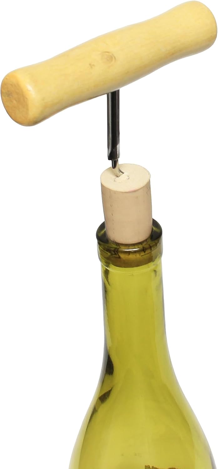 4" Stainless Steel Cork Screw with Wooden Handle - Wine Opener Cork Screw Corkscrews for Wine Bottles Wine Bottle Opener for Servers Waiters Bartenders and Home Use