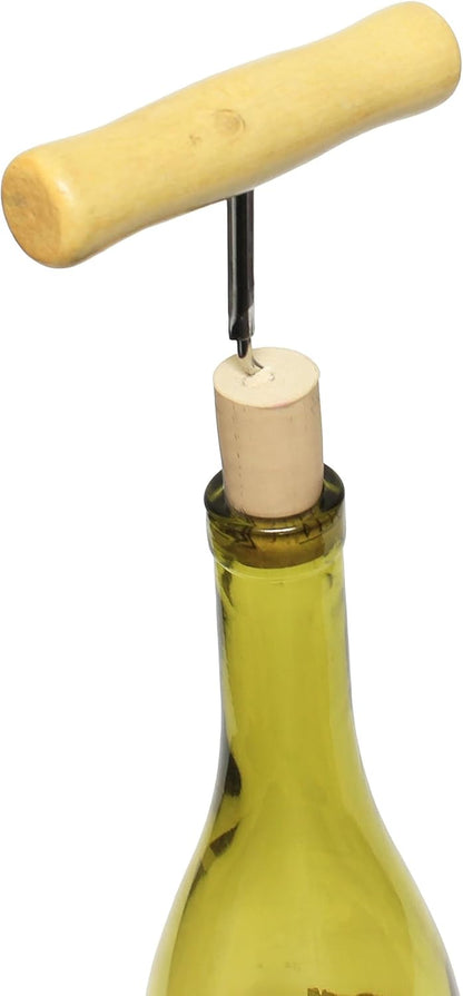 4" Stainless Steel Cork Screw with Wooden Handle - Wine Opener Cork Screw Corkscrews for Wine Bottles Wine Bottle Opener for Servers Waiters Bartenders and Home Use