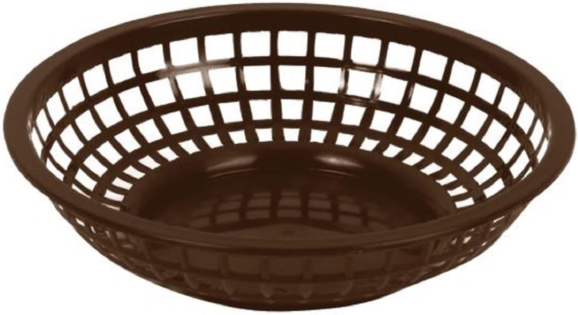 8" Round Fast Food Basket Plastic Set of 12- Fry Fast Food Reusable Foodservice Restaurant Diner Tray Plates Restaurant Supplies Deli Serving Chicken Burgers Sandwiches & Fries