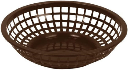 8" Round Fast Food Basket Plastic Set of 12- Fry Fast Food Reusable Foodservice Restaurant Diner Tray Plates Restaurant Supplies Deli Serving Chicken Burgers Sandwiches & Fries