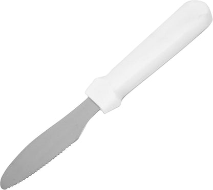 9-1/2" Sandwich Spreader Stainless Steel with White Plastic Handle Set of 2- Kitchen Tools Butter Spreader Sandwich Cream Cheese Condiment Knives for Appetizer Condiments