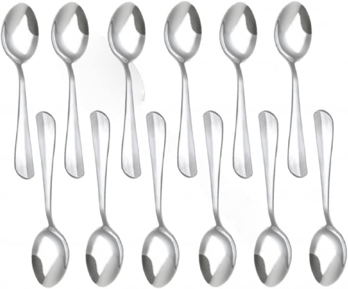 Set of 12 Stainless Steel - Steel Flatware Silverware Cutlery Kitchen Tableware for Home Restaurant for Stirring Coffee Dessert Cake Ice Cream Cappuccino