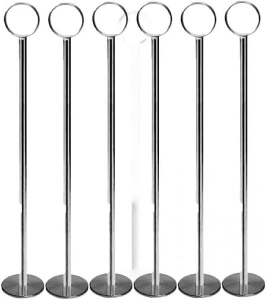 Ring Clip Table Card Holder Chrome Plated Set of 6 - Table Number Holders Place Card Holder Wire Picture Holder Small Size Table Card Holders for Photos Food Signs Weddings Restaurants Birthdays
