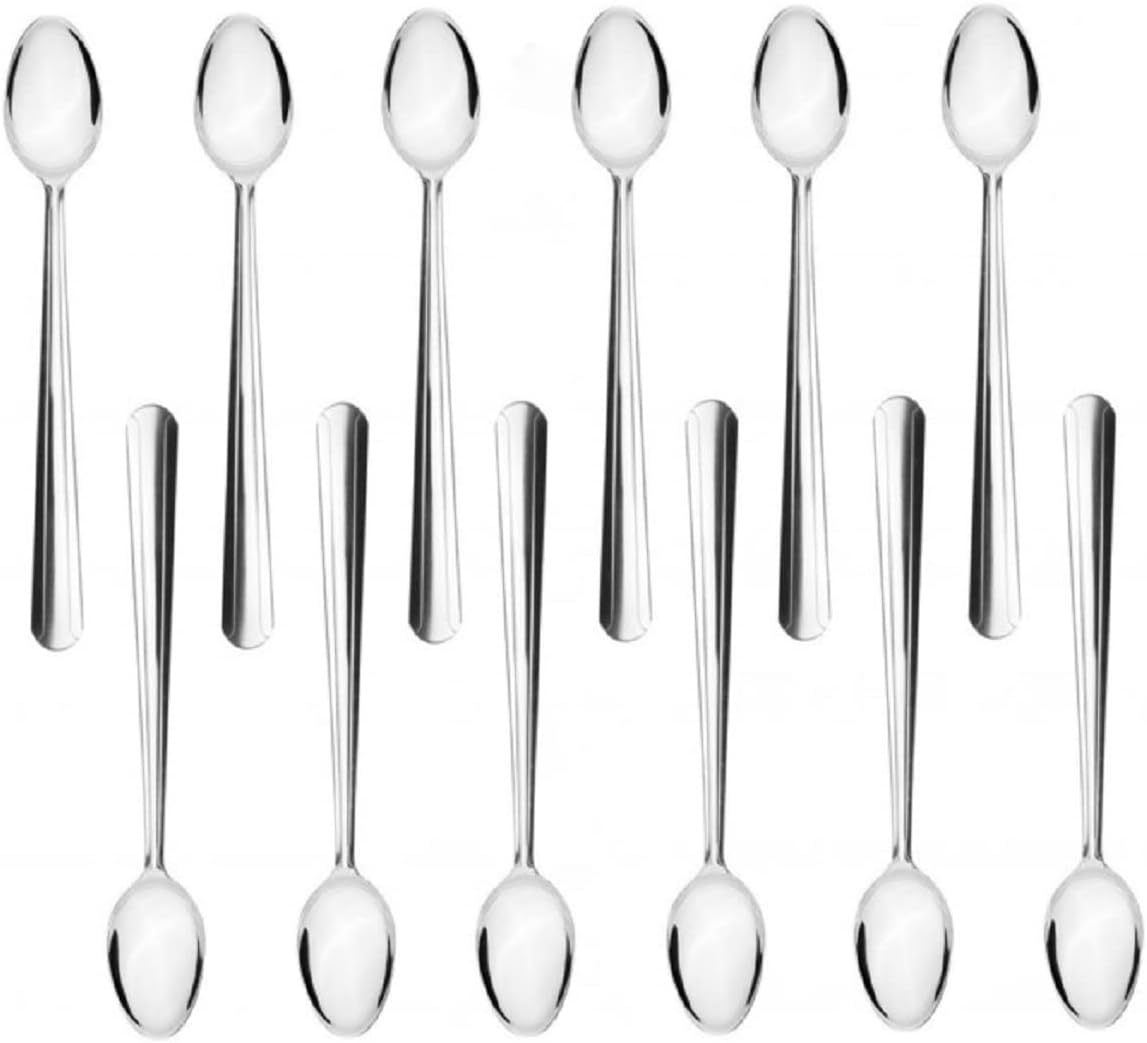 Domilion Stainless Steel Set of 12- Stainless Steel Flatware Silverware Cutlery Kitchen Tableware Set for Home Restaurant for Stirring Coffee Dessert Ice Cream Cappuccino