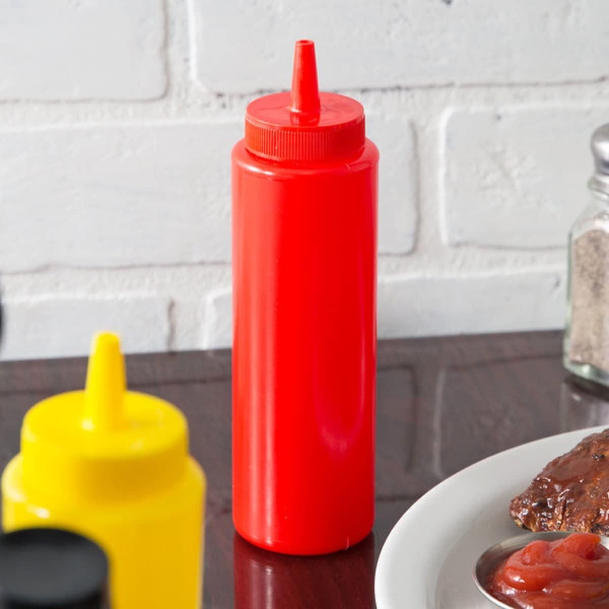 Set of 12 Squeeze Condiment Dispensing Bottles 8 oz - Plastic Squeeze Bottle For Sauces Spreads Ketchup Mustard Mayo Hot sauces and Olive oil