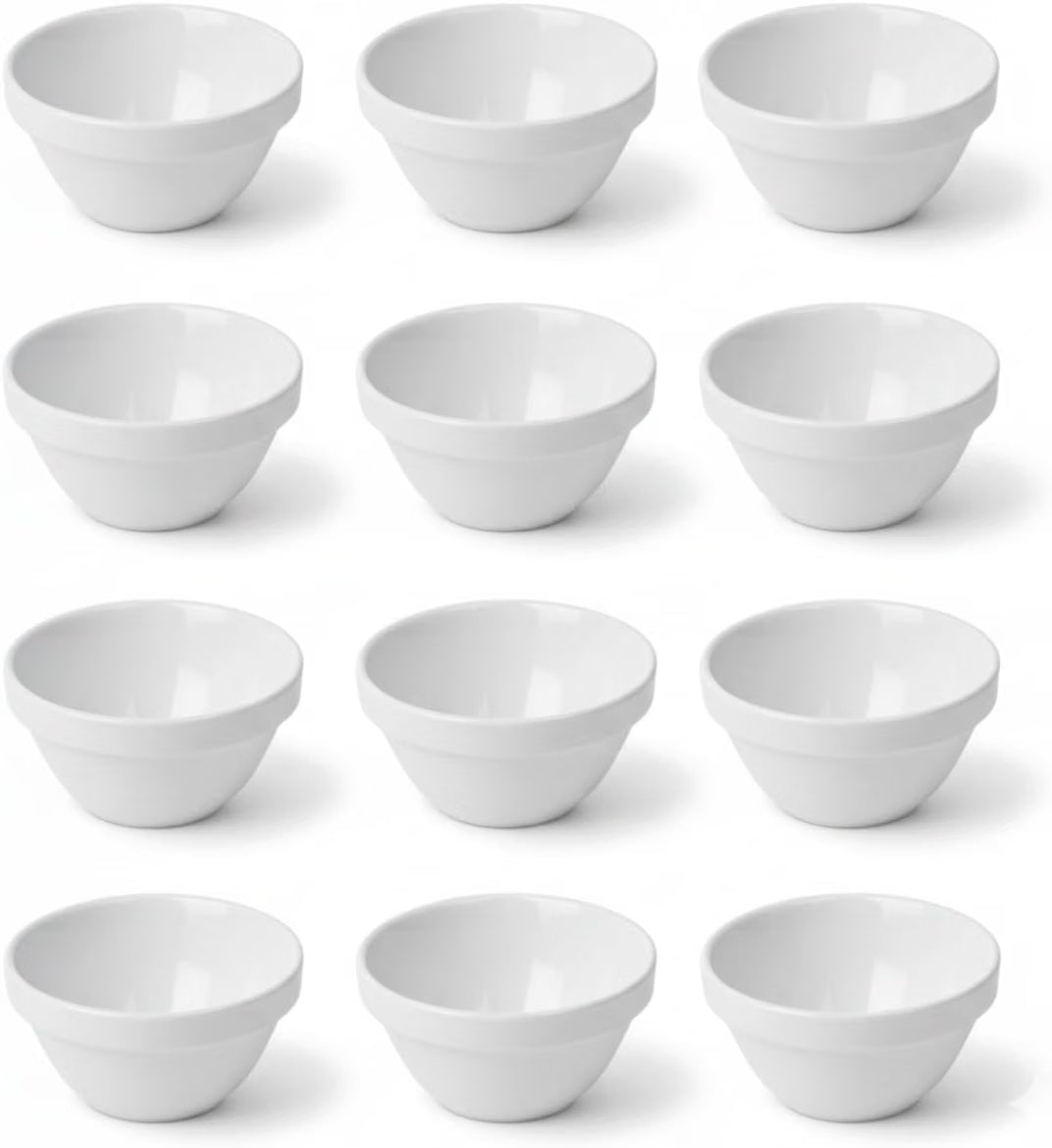 Bouillon Cup Color Melamine Set of 12- Dishwasher Safe Break-Resistant Reusable Bowls Serving Soup Bowl Broth Cups Soup Bowls Ice Cream Dipping Sauce