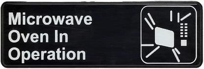 9" x 3" Microwave Oven In Operation Sign with Easy Peel Self-Adhesive White on Black Color Set of 2- Door Sign Waterproof Self Adhesive Store Signs Indoor/Outdoor Warning Marker Home Business Use