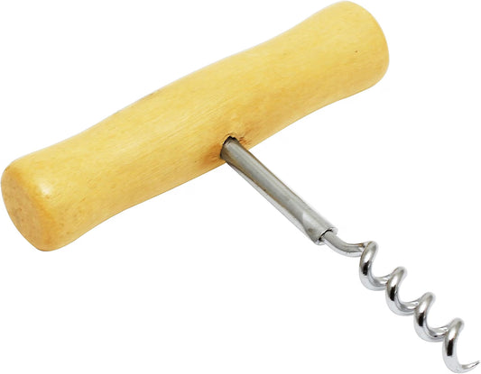 4" Stainless Steel Cork Screw with Wooden Handle - Wine Opener Cork Screw Corkscrews for Wine Bottles Wine Bottle Opener for Servers Waiters Bartenders and Home Use