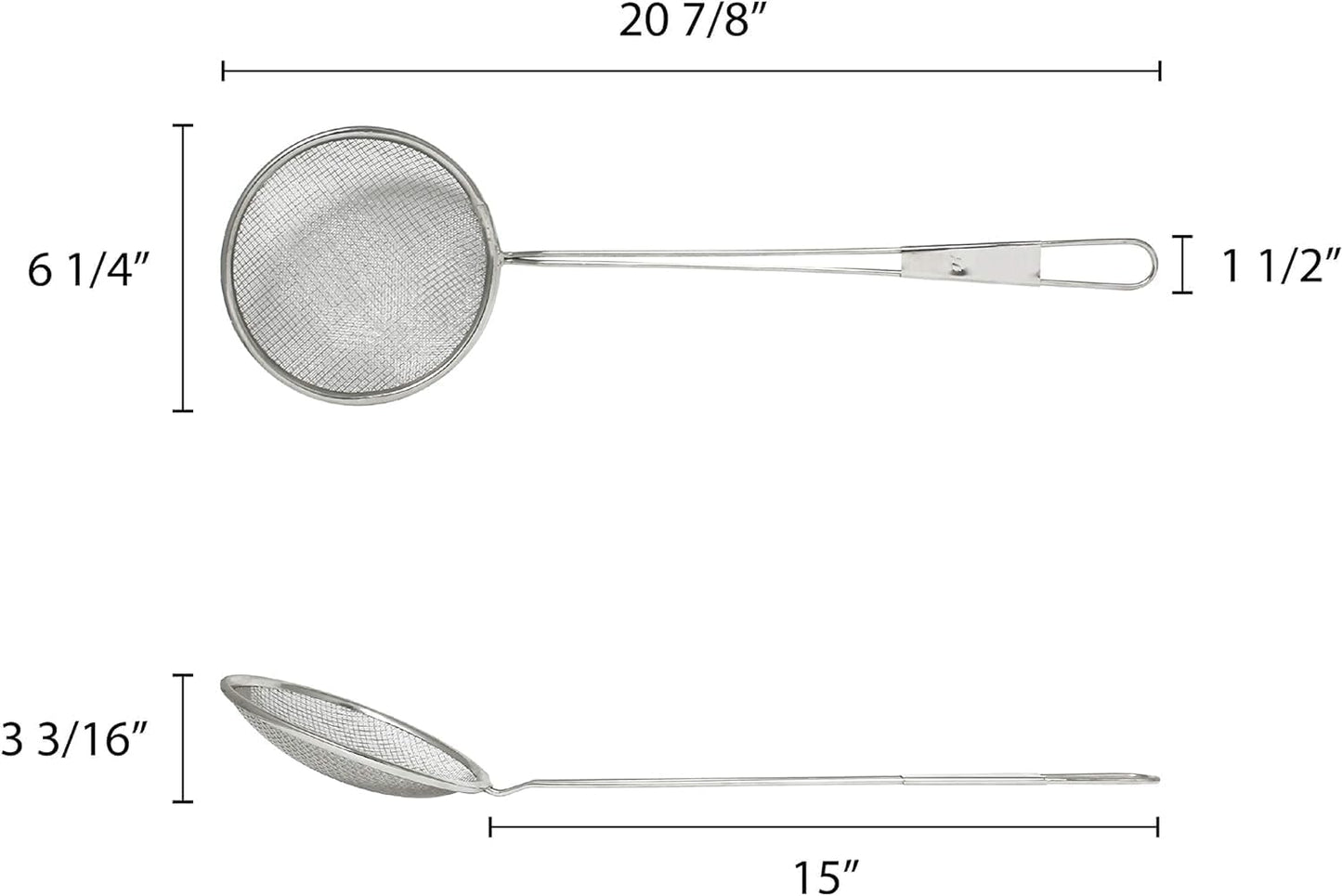Round Reinforced Skimmer with Extra Long Handle Nickel Plated- Cooking and Frying Pasta Skimmer Spoon Frying Spoon Cooking Utensil Sets for Home Restaurant