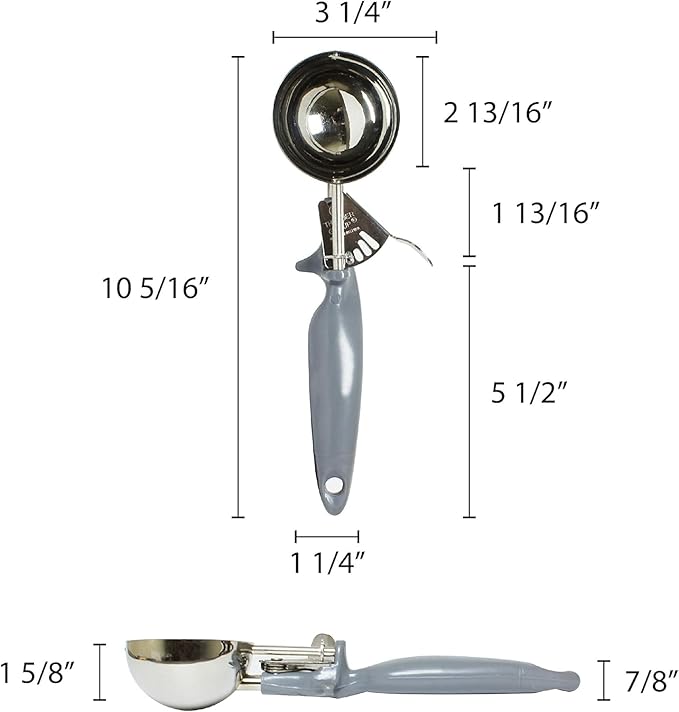 Lever Disher #30 Stainless Steel Ergo Handle- Ice Cream Cookie Scooper for Baking Cookie Scoops Portion Control Scoop Cupcake Batter Ice Cream Yogurt Gelatos