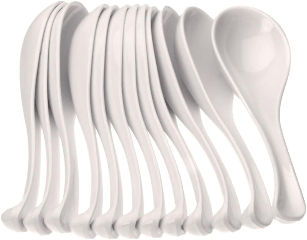 1 oz Asian Soup Spoon Melamine Set of 12 - Break-Resistant Soup Spoons, Table Spoons, Ramen Spoons, Japanese Soup Spoons for Dumpling, Miso, Pho, Wonton, Noodles