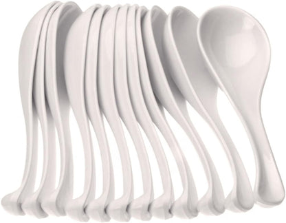 1 oz Asian Soup Spoon Melamine Set of 12 - Break-Resistant Soup Spoons, Table Spoons, Ramen Spoons, Japanese Soup Spoons for Dumpling, Miso, Pho, Wonton, Noodles
