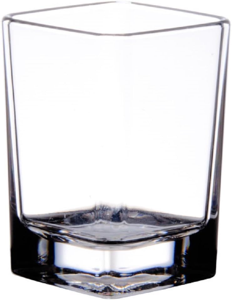 Square Shot Glass Polycarbonate with Heavy Base Clear Color Set of 2- Liquor Plastic Drinking Glass Clear Shot Glass Tequila Shots for Whiskey Tequila Vodka Espresso
