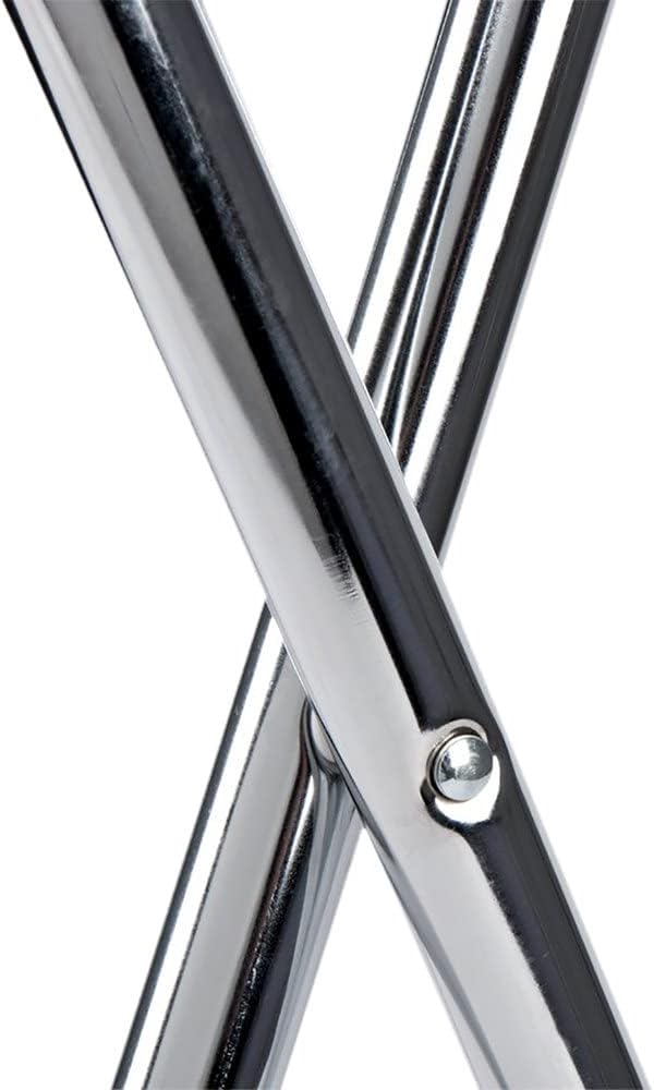 Folding Serving Tray Stand Chrome Plated Iron with Black Nylon Straps - Use at Home Hotels and Restaurants
