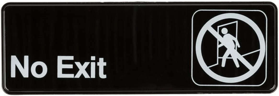 9" x 3" No Exit Sign with Easy Peel Self-Adhesive White on Black Color Set of 2- Door Sign Waterproof Self Adhesive Store Signs Indoor/Outdoor Warning Marker Home Business Use